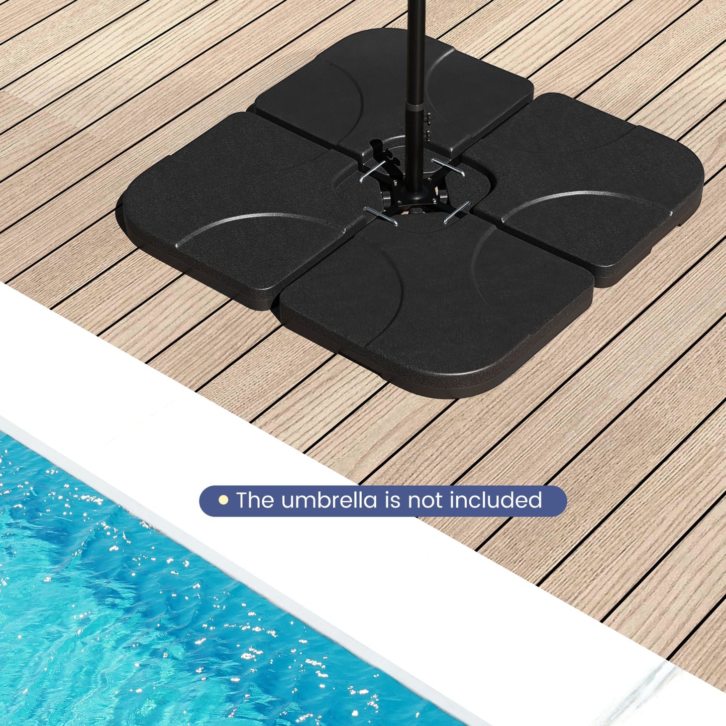 20 Inch Patio Offset Water Filled Plate Umbrella Base Sand-Black