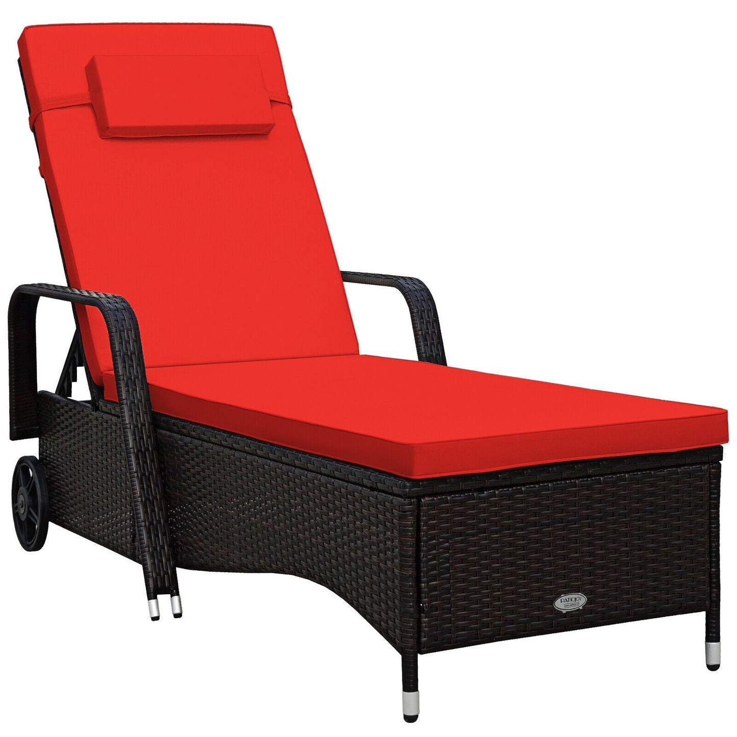 Tumbona reclinable acolchada para exteriores con respaldo ajustable