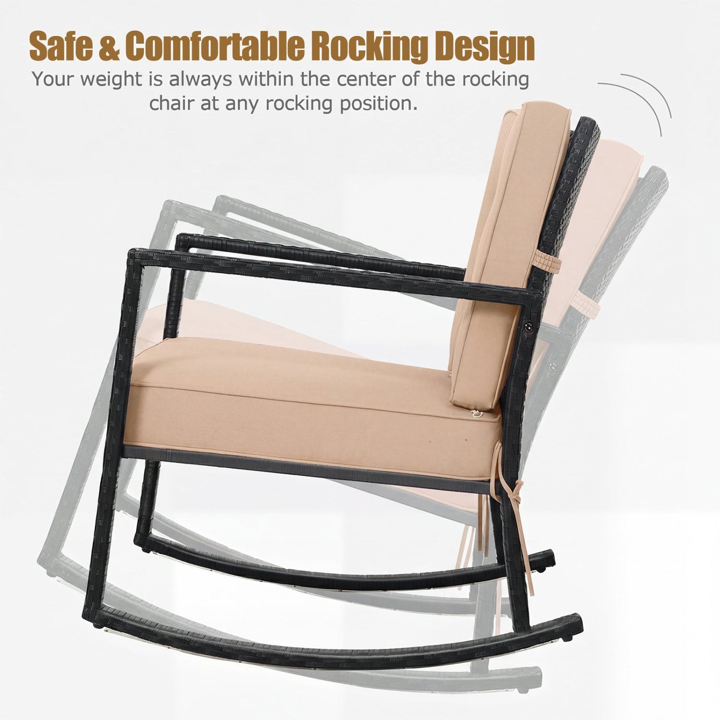 Rattan Rocking Chair with Cushion for Patio