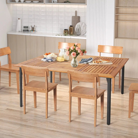 Patio Acacia Wood Table with Umbrella Hole