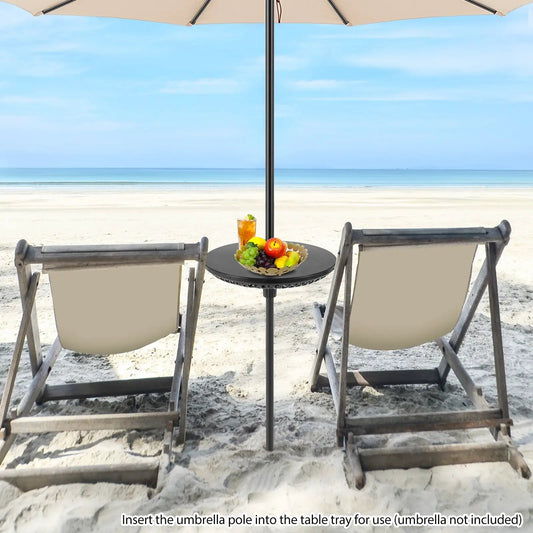 Patio Umbrella Table Tray Adjustable with Umbrella Poles-Black - Tampa Home & Garden Store