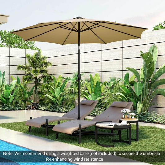 10 Feet Patio Umbrella with 112 Solar Lights and Crank Handle-Beige - Tampa Home & Garden Store