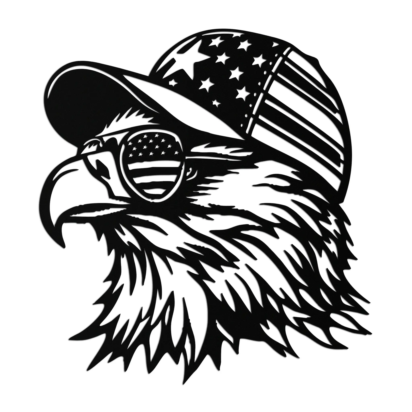 Patriotic Eagle Silhouette Wall Art in black steel with American flag motif modern metal art on Tampa Home & Garden Store
