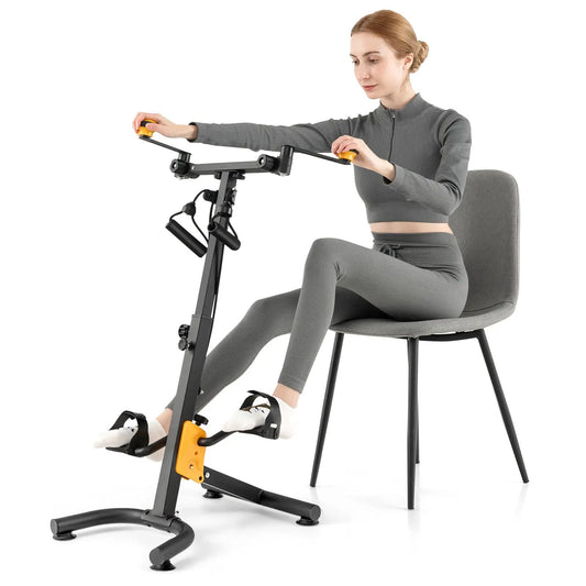 Pedal Exerciser with Adjustable Handgrip, yellow accents, DirectDeals mini exercise bike on Tampa Home & Garden Store