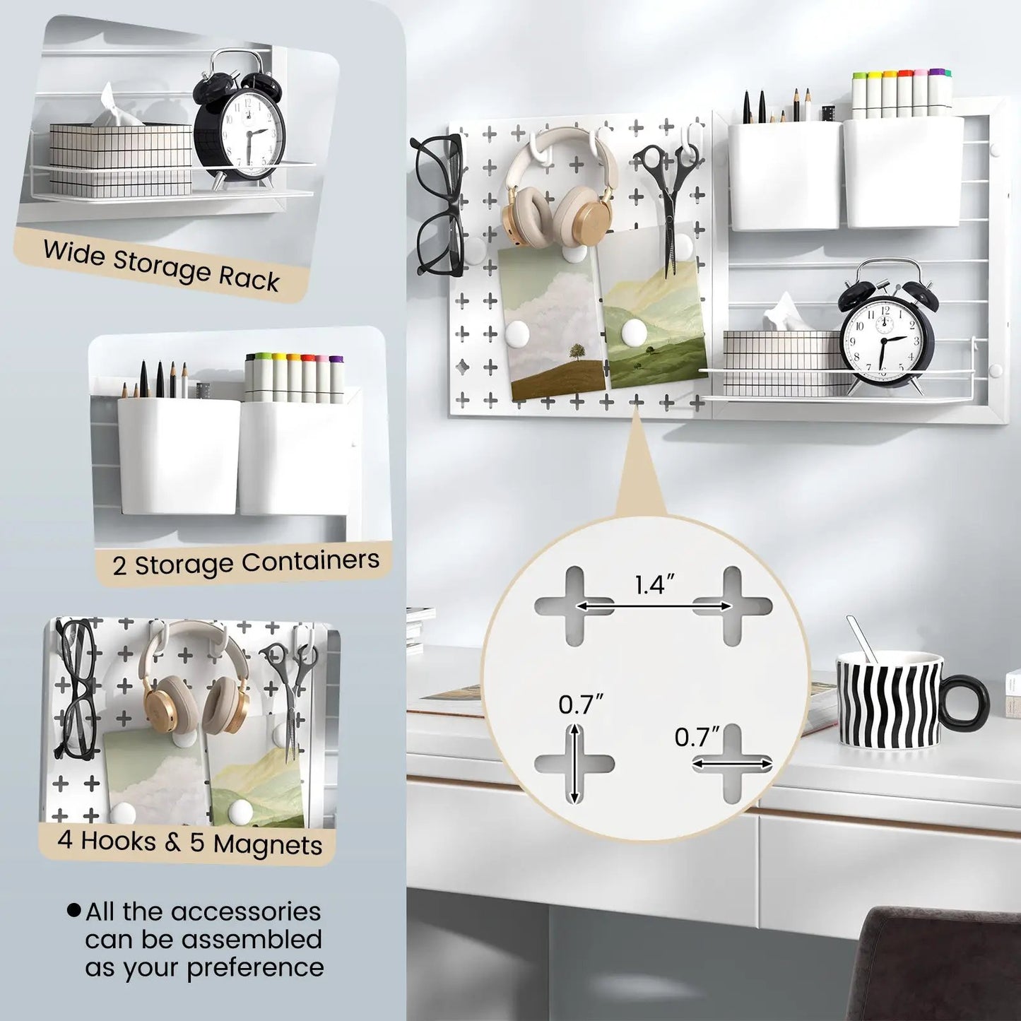 Pegboard Combination Kit Combination Wall Organizer with Magnets and Hooks - Tampa Home & Garden Store