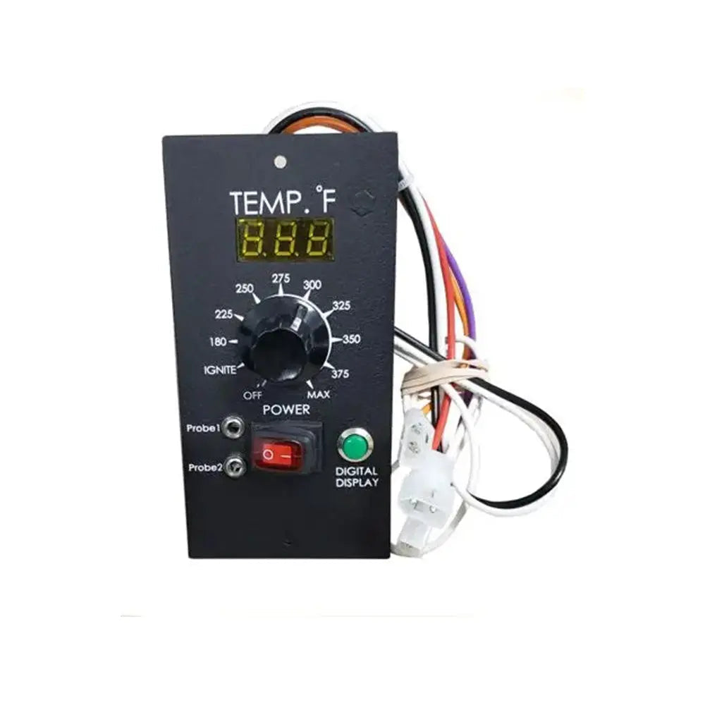Pellet grill controller replacement part with black front panel, digital temp display, knob on Tampa Home & Garden Store