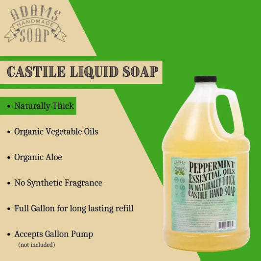 Peppermint liquid castile soap gallon jug label for hand use on Tampa Home & Garden Store