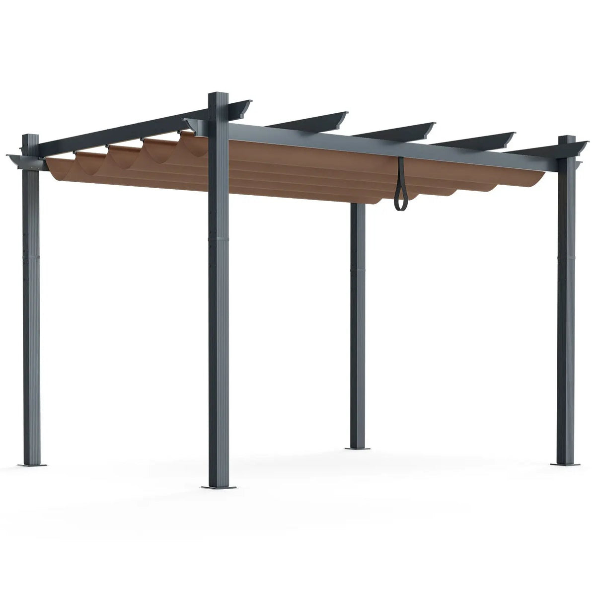 10x12 feet outdoor aluminum retractable pergola with beige canopy on Tampa Home & Garden Store