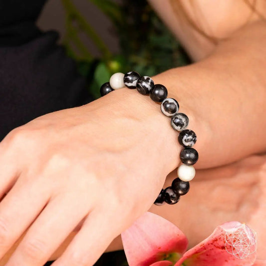 Zebra Jasper Bracelet with black and white beads by Conscious Items on Tampa Home & Garden Store