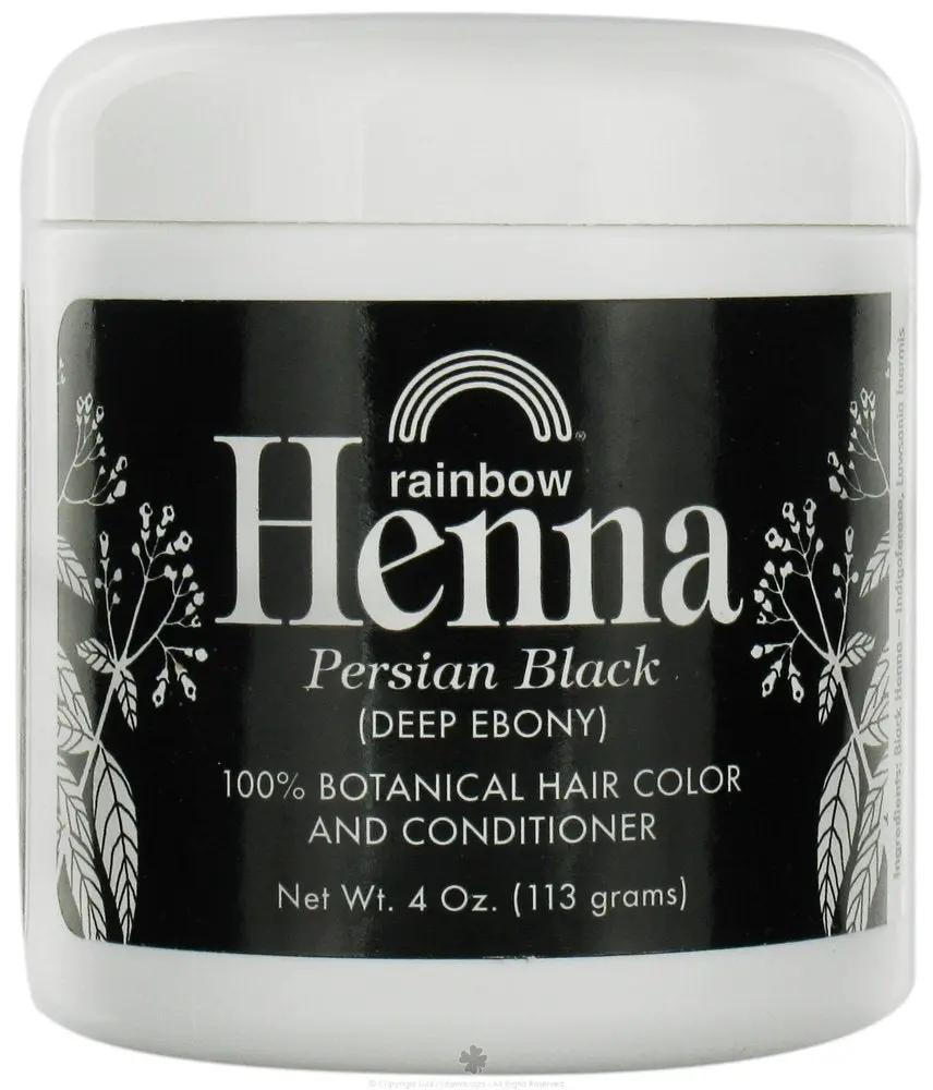 Rainbow Henna hair color and conditioner in Persian Black (Deep Ebony), 4 oz jar on Tampa Home & Garden Store