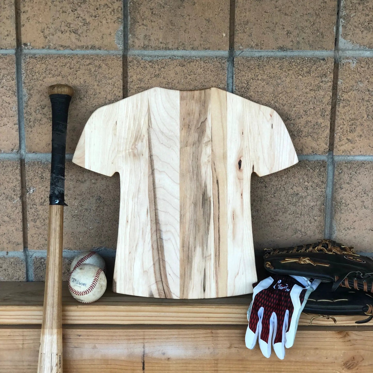 Personalized jersey-style wooden cutting board with name by Baseball BBQ on Tampa Home & Garden Store