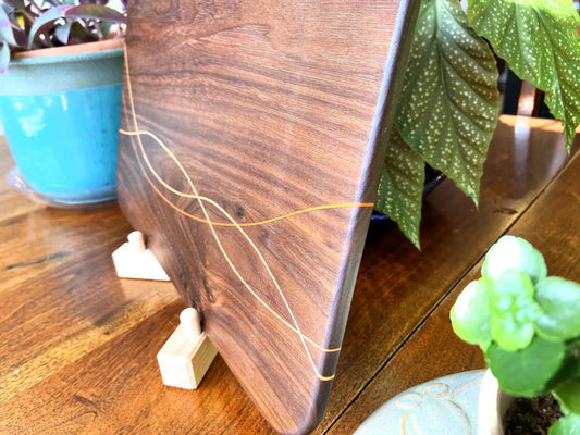 Walnut charcuterie board with maple cherry inlay by Fitzgerald Custom Woodcraft Tray on Tampa Home & Garden Store