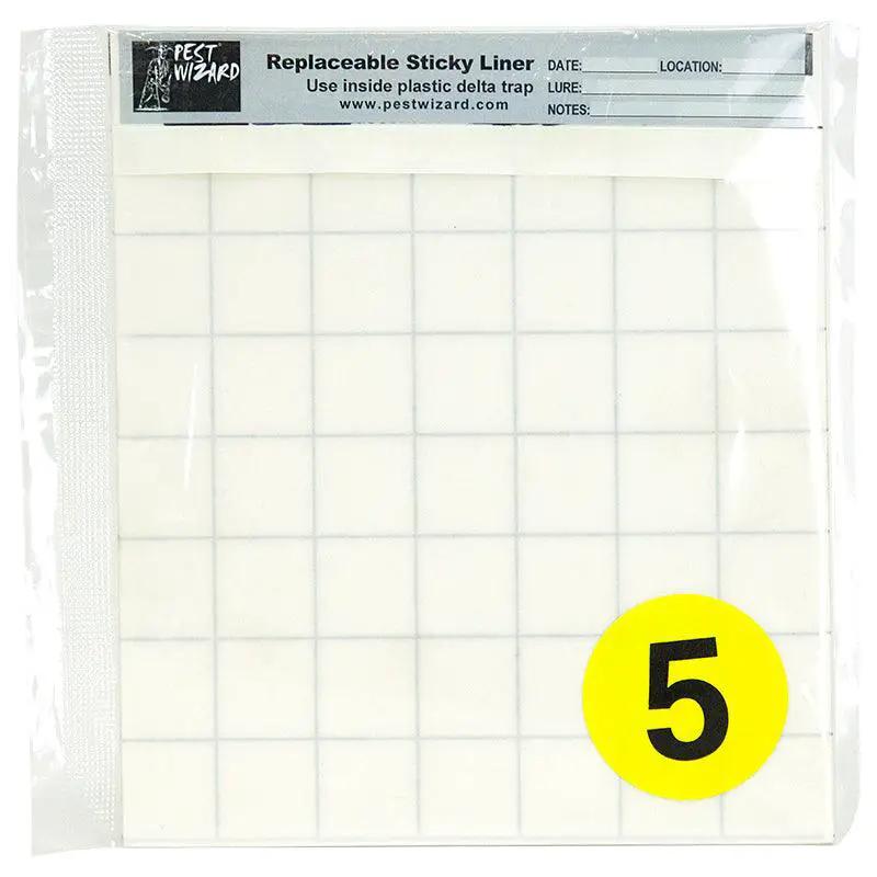 Pest Wizard Delta Trap Sticky Liner 5 Pack grid liner with yellow 5 badge Grow Organic on Tampa Home & Garden Store