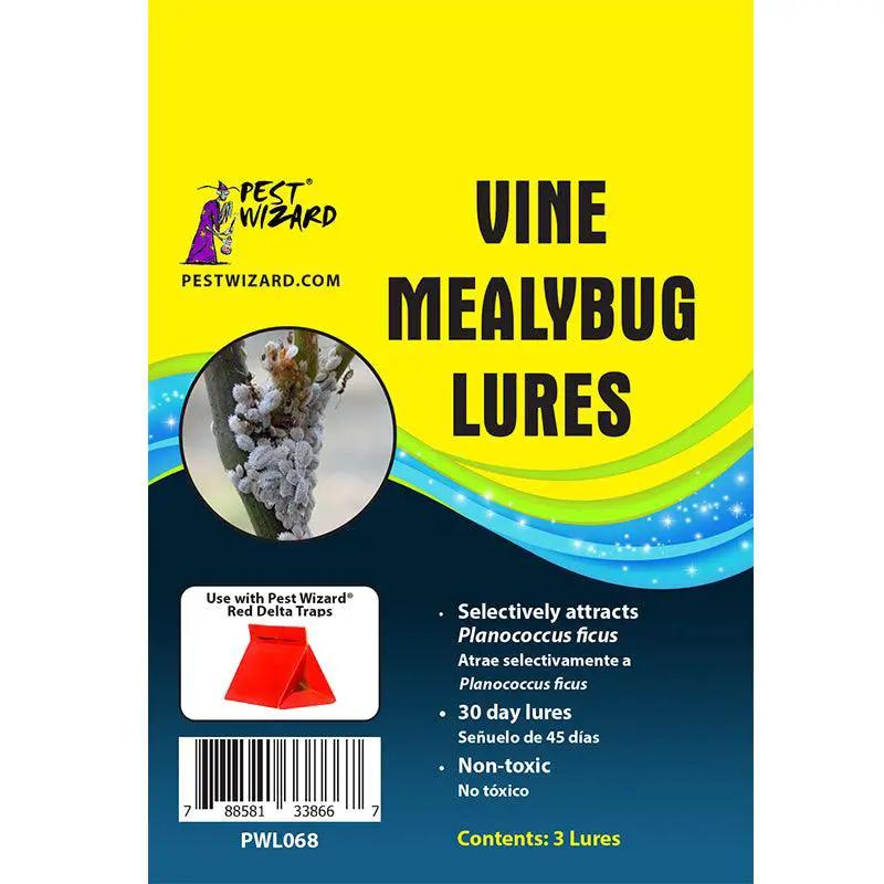 Pest Wizard Vine Mealybug Lures 3-Pack bright yellow packaging by Grow Organic Pest Control on Tampa Home & Garden Store