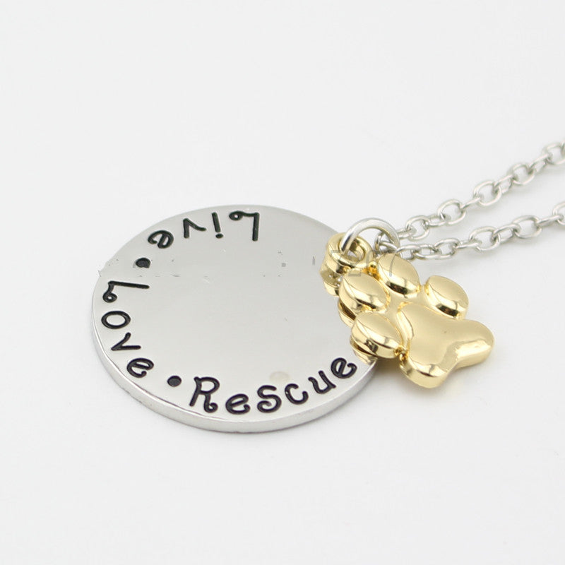 Pet Lover Dog Paw Necklace or Keychain "Live · Love · Rescue" - Tampa Home & Garden Store