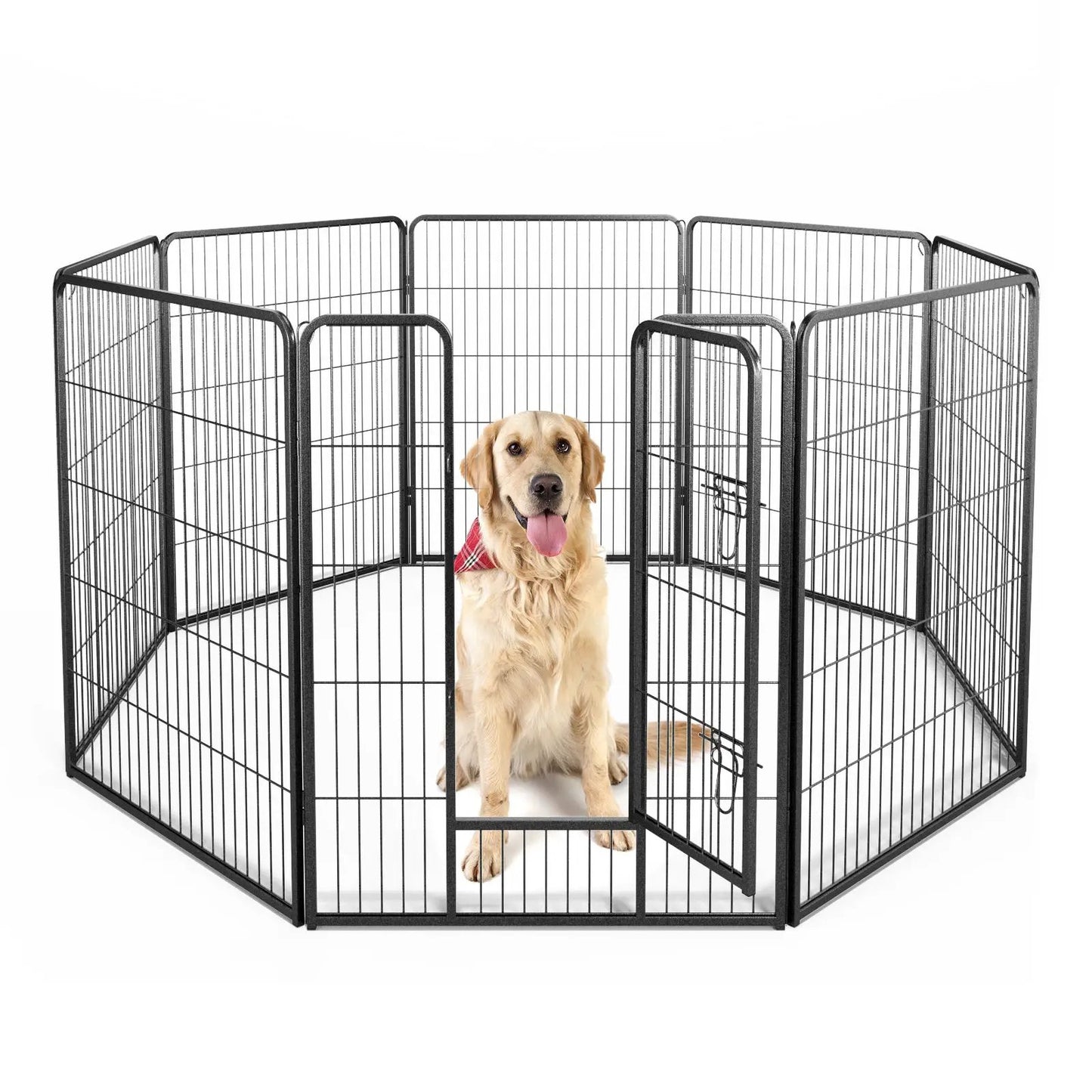 8-panel pet fence enclosure for dogs in black metal for indoor outdoor use on Tampa Home & Garden Store