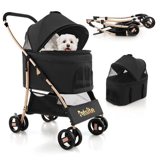 3-In-1 Pet Stroller with Removable Car Seat Carrier-Black - Tampa Home & Garden Store