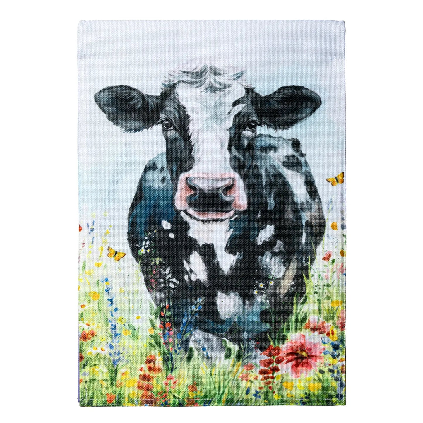Petal & Plow Floral Cow Burlap House Flag - Tampa Home & Garden Store