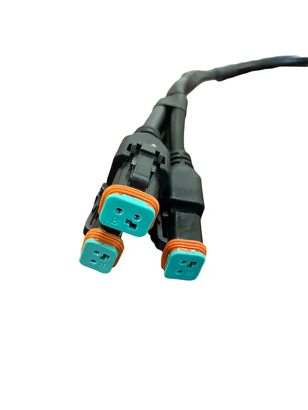 DT 3‑into‑1 splitter cable by GGLighting with three teal DT connectors and orange seals on Tampa Home & Garden Store