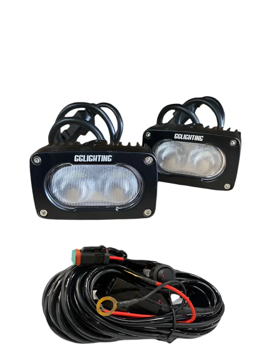 GP10 offroad LED pod pair by GGLighting with amber/white black housing and harness on Tampa Home & Garden Store
