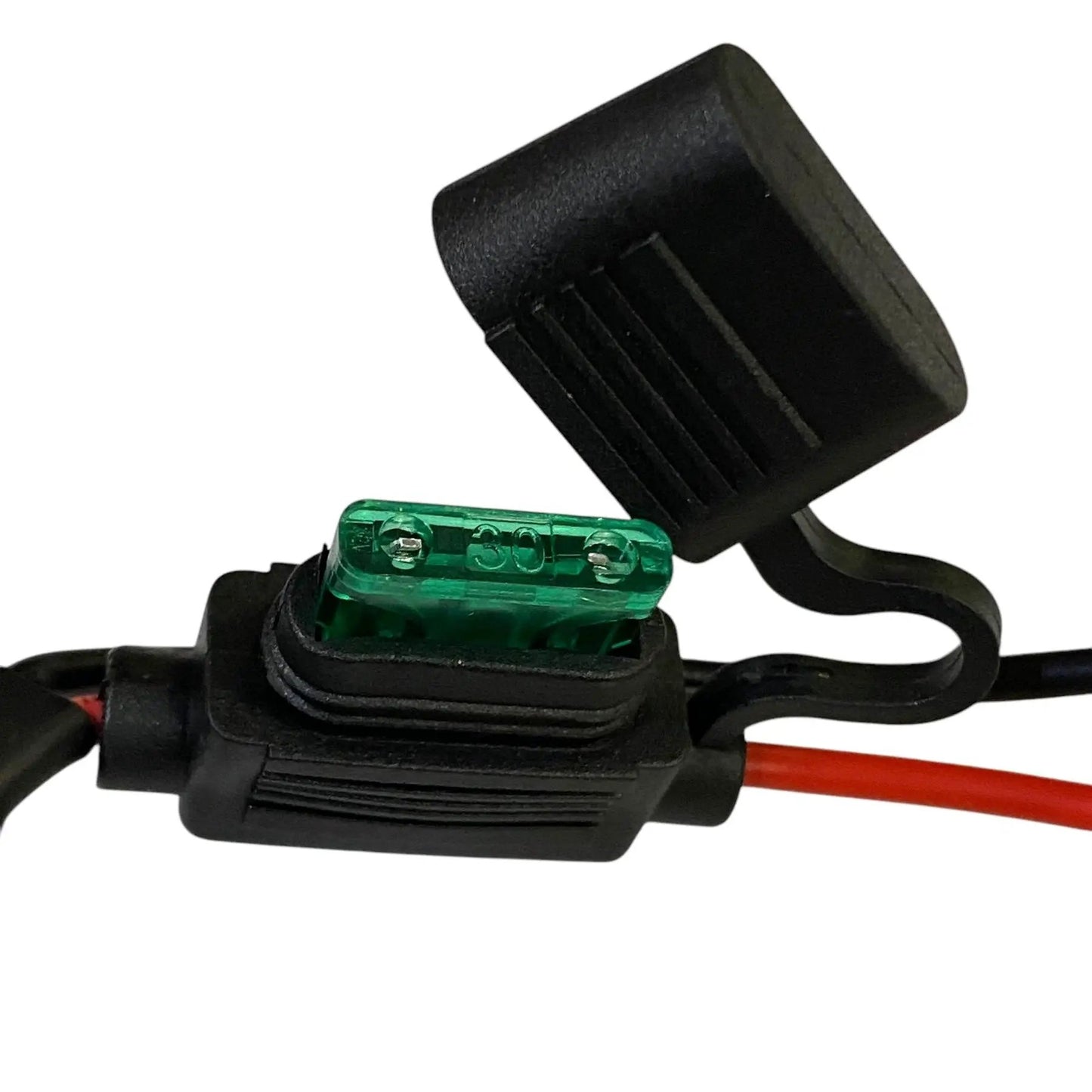 Single wiring harness with relay and fuse, black plastic housing, green inline fuse by GGLighting on Tampa Home & Garden Store