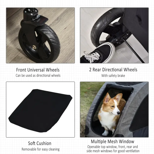Cochecito plegable para mascotas con bolsillo de almacenamiento