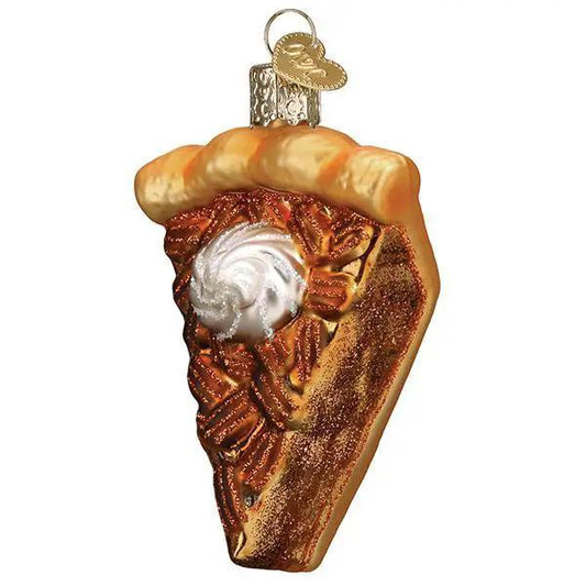 Pecan Pie Glass Ornament by The Country Christmas Loft, glass pie slice with whipped cream on Tampa Home & Garden Store