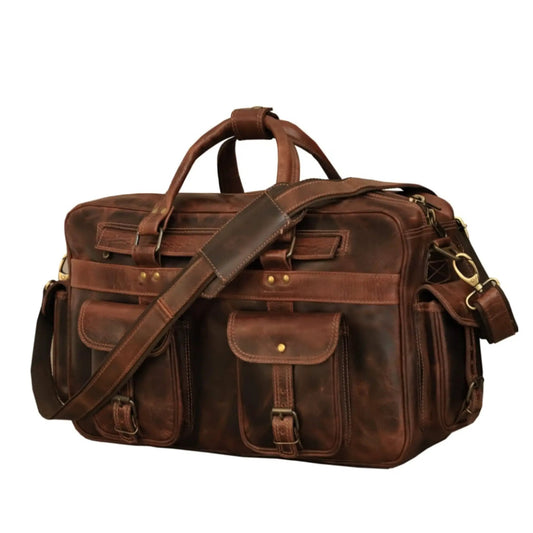 Pilot Buffalo Leather Briefcase for Professionals brown buffalo leather with multiple front pockets on Tampa Home & Garden Store
