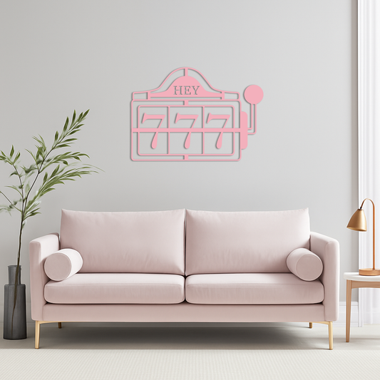 Pink 777 Metal Wall Art – Lucky Casino & Manifest Angel Number Decor - KAFGP017 - Tampa Home & Garden Store