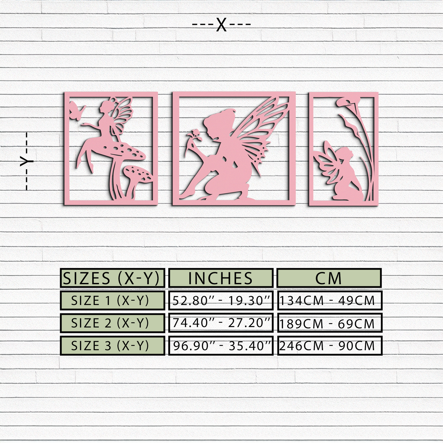 Pink Fairy Trio Metal Wall Art – Set of Three Fantasy Silhouette Panels - KAFGP156 - Tampa Home & Garden Store