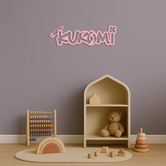 Pink Kuromi metal wall art in playful typography for girl power decor on Tampa Home & Garden Store