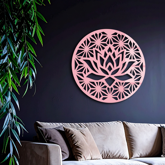 Pink Lotus Flower Metal Wall Art – Elegant Spiritual Bloom Design - KAFGP006 - Tampa Home & Garden Store