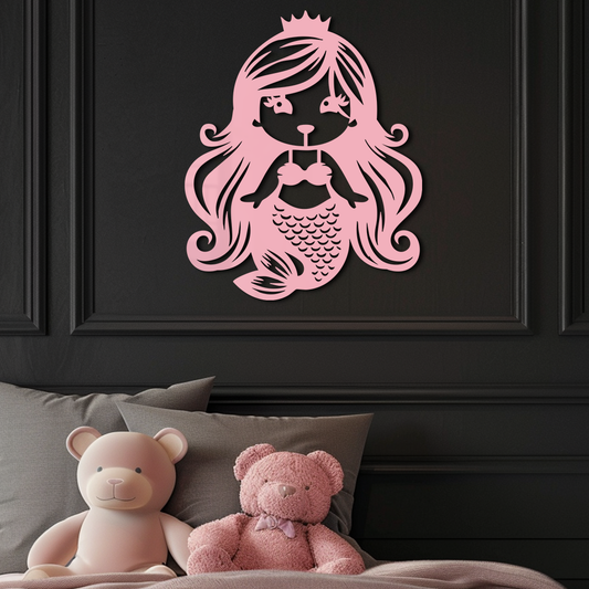 Pink Mermaid Silhouette Metal Wall Art – Cute Ocean Fantasy Wall Decor for Girls - KAFGP152 - Tampa Home & Garden Store