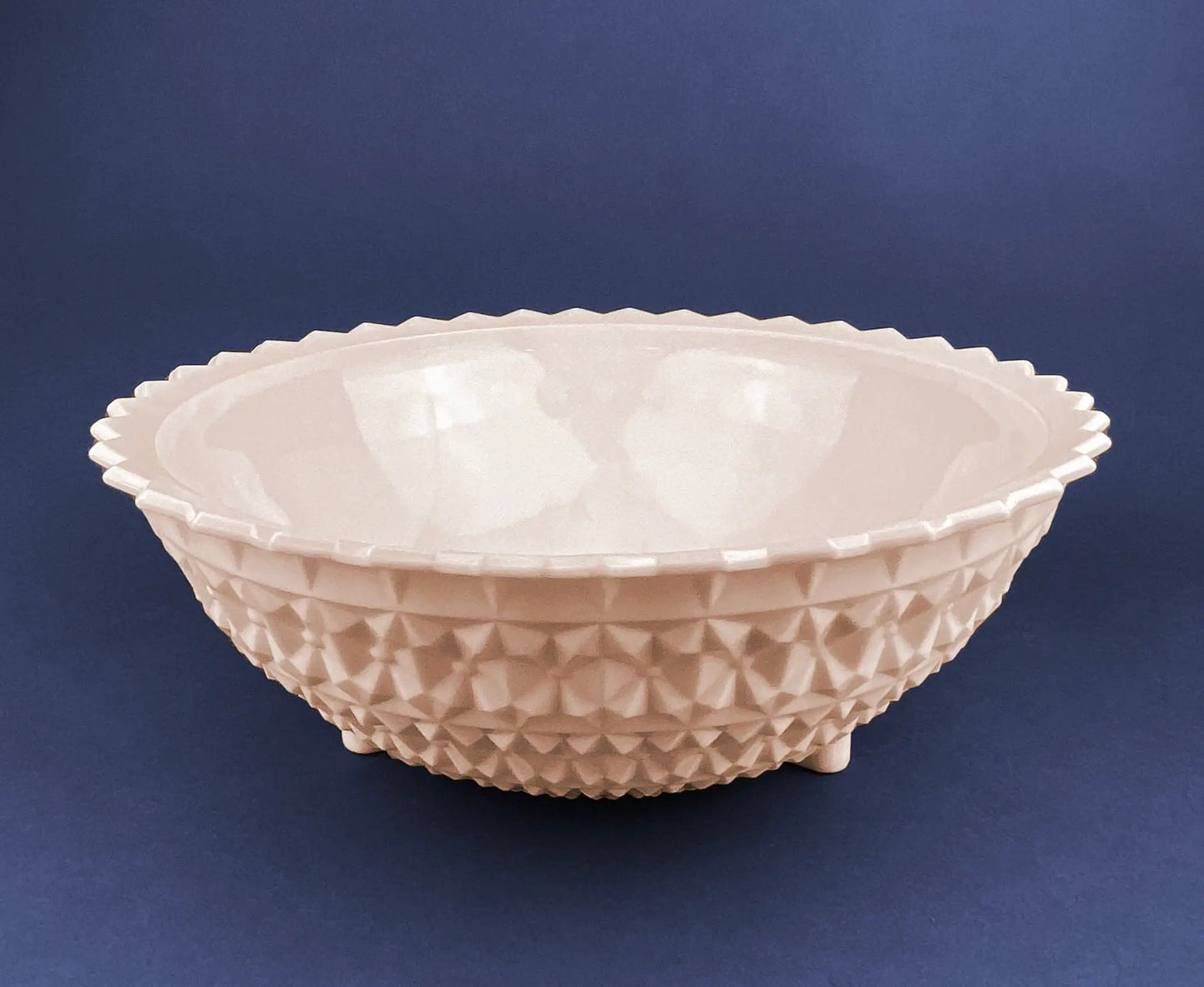 Pink milk glass horn vases, pair in shell pink with textured diamond pattern on Tampa Home & Garden Store
