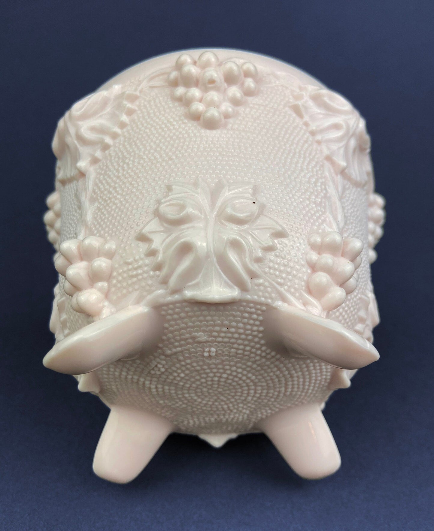 Pink Milk Glass Jar with Lid. Grape Vine Motif. Footed Trinket Dish with Lid. Collectible Pink Candy Dish. Gift for Mom. Gift for Her. - Tampa Home & Garden Store