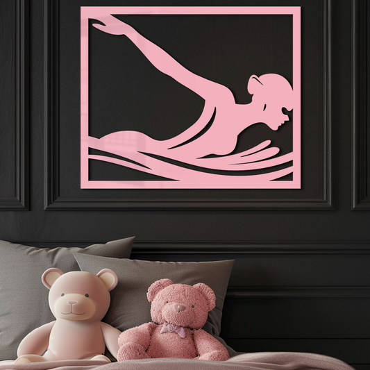 Pink Swimmer Woman Silhouette Metal Wall Art – Sporty Modern Home Decor - KAFGP187 - Tampa Home & Garden Store