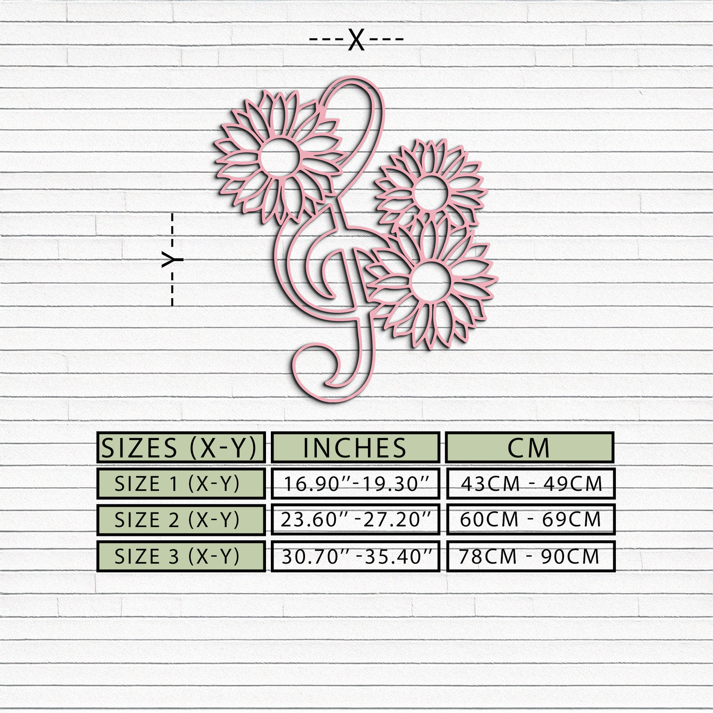 Pink Treble Clef with Sunflowers Metal Wall Art – Musical Floral Decor - KAFGP002 - Tampa Home & Garden Store