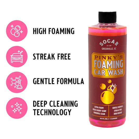 Pinky's Foaming Car Wash detergent bottle with pink liquid, Socar Chemical, HydroFoam Tech on Tampa Home & Garden Store