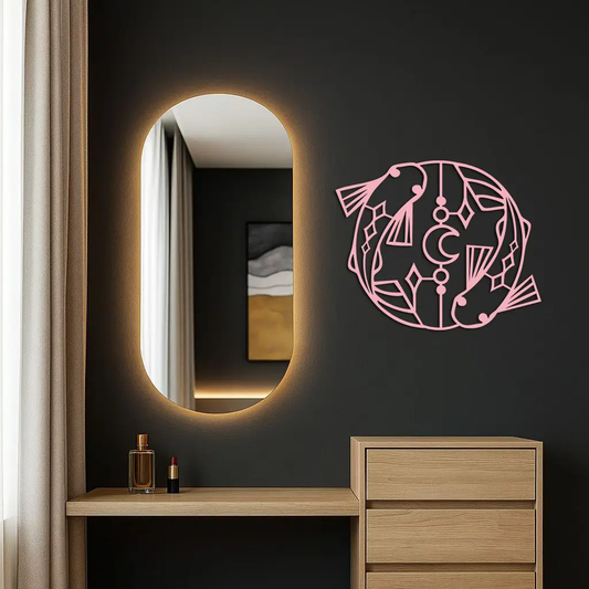 Pisces Zodiac Metal Wall Art pink metal wall sculpture Enova Art for home decor on Tampa Home & Garden Store