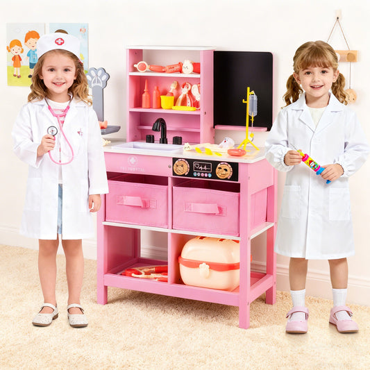 Play Doctor's Office Wood Medical Center Toy Set with Blackboard - Tampa Home & Garden Store