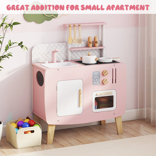 Play Kitchen for Kids Wooden Kitchen Playset with Stoves Sink Faucet and Oven - Tampa Home & Garden Store