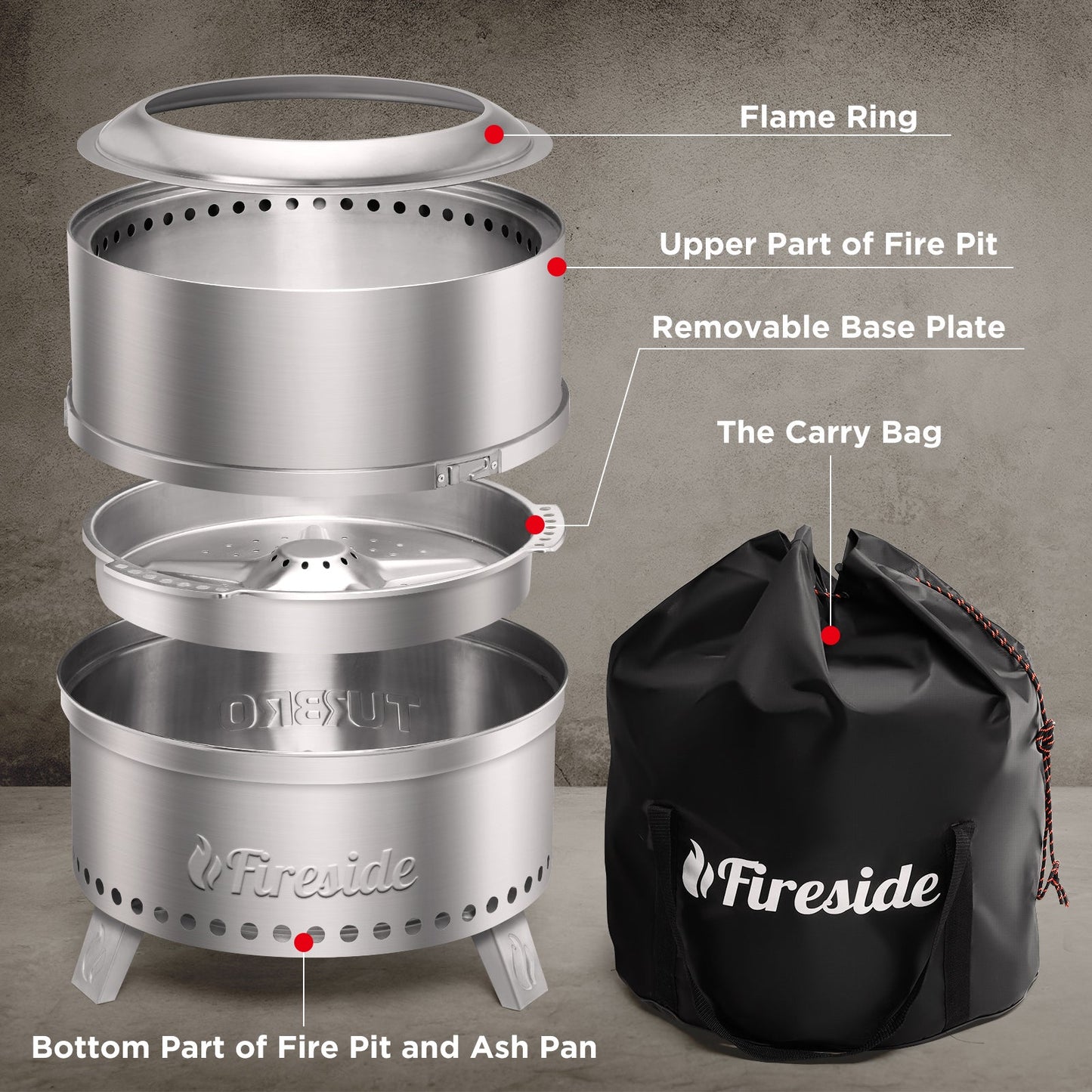 Pluto R19-SS Smokeless Outdoor Fire Pit - Stainless Steel - Tampa Home & Garden Store