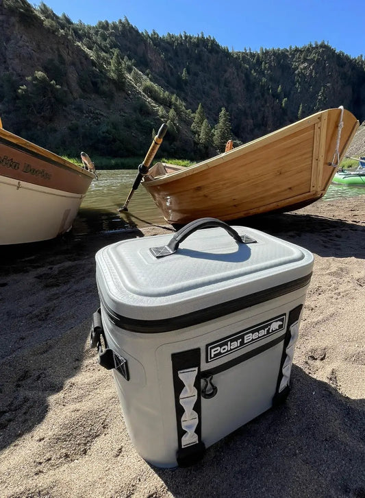 Polar Bear Topper 20 Insulated Cooler gray with lid handle and straps Polar Bear logo on Tampa Home & Garden Store