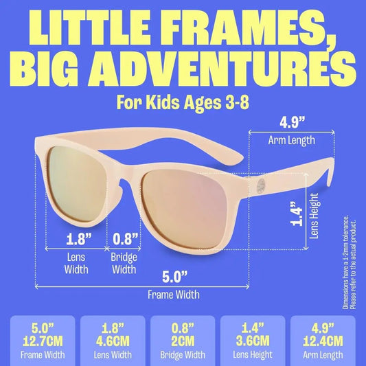Polarized toddler sunglasses by Elevate Marketplace beige frame with mirrored lenses 5.0in on Tampa Home & Garden Store