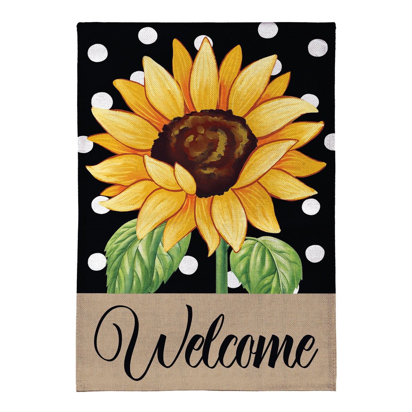 Polka Dot Sunflower Burlap Garden Flag - Tampa Home & Garden Store
