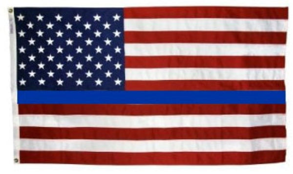 Polyester American Flag with Thin Blue Line *Made in USA* - Tampa Home & Garden Store