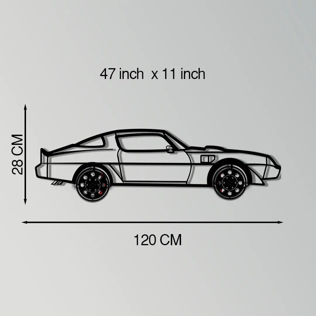 Pontiac Trans Am metal wall art silhouette by Enova Art with rotating wheels on Tampa Home & Garden Store