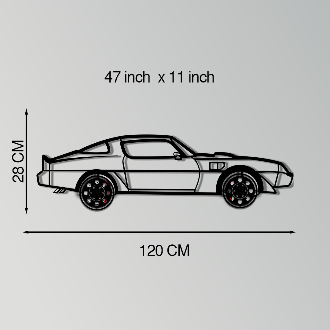 Pontiac Trans Am Metal Car Wall Art with Rotating Wheels - Classic American Muscle Silhouette - Interactive Firebird Wall Decor - KAFMEKA154 - Tampa Home & Garden Store