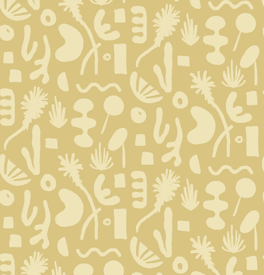 Wallpaper Pool Side Lemon Yellow abstract doodle pattern by Samantha Santana Creative on Tampa Home & Garden Store