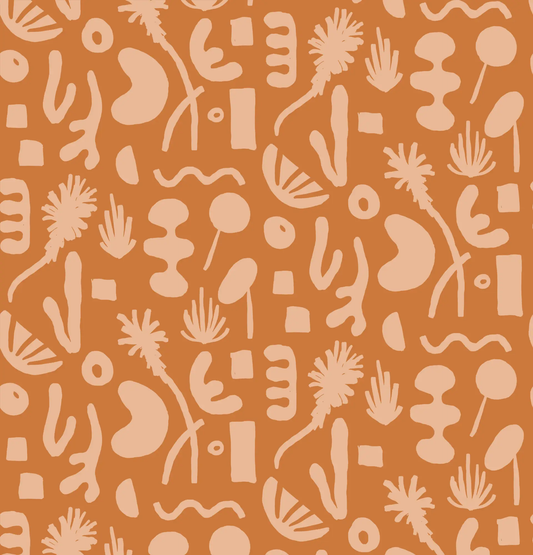 Wallpaper Pool Side orange backdrop with peach shapes abstract pattern by Samantha Santana Creative on Tampa Home & Garden Store